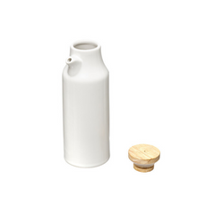 Charger l'image dans la visionneuse de la galerie, Ensemble huile/vinaigre 2 bouteilles en céramique - sel et poivre avec plateau bambou