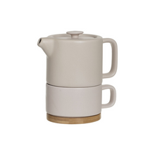 Charger l'image dans la visionneuse de la galerie, Théière solitaire en céramique avec son verre - Beige