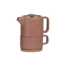 Charger l'image dans la visionneuse de la galerie, Théière solitaire en céramique avec son verre - Terracotta