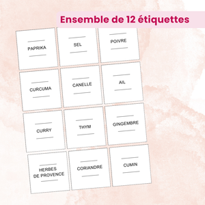 Ensemble d'étiquettes pour les épices WATERPROOF (Lot de 12 ou 24 étiquettes)