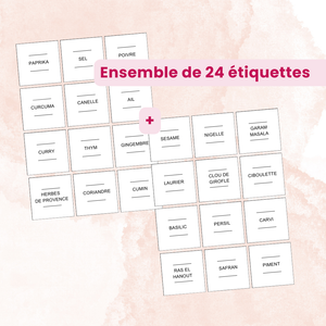 Ensemble d'étiquettes pour les épices WATERPROOF (Lot de 12 ou 24 étiquettes)