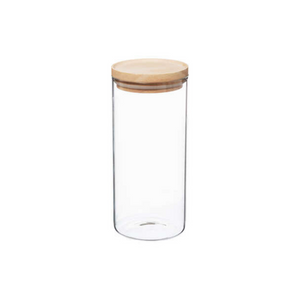 Bocal en verre 1,3 L couvercle bois - Hermet