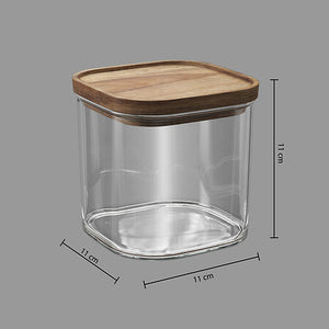 Bocal en verre 0,6L couvercle acacia - Hermet