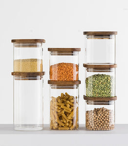 Bocal en verre 0,6L couvercle acacia - Hermet