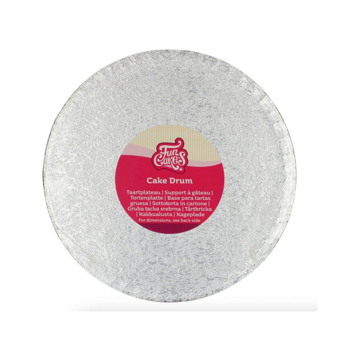Plateau - 25 cm - Drum rond argenté - Funcakes