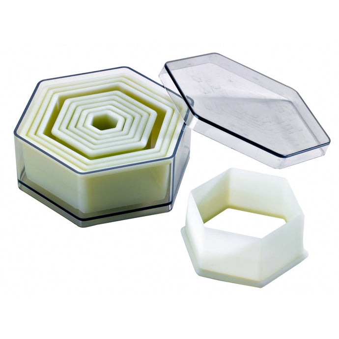 Boîte de 9 découpoirs/emporte-pièces hexagonaux unis - Mallard Ferrière