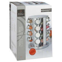 Charger l&#39;image dans la visionneuse de la galerie, Rack à épices en Inox et rotatif, 16 pots en verre
