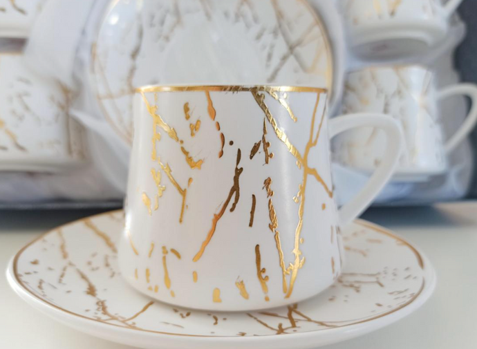 Service à café - Marbre dorée