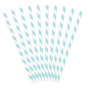 Pailles en papier Bleu ciel x10