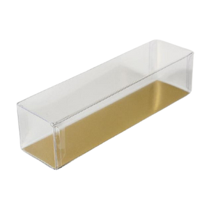 Boîte pour 6 macarons transparent avec fond or
